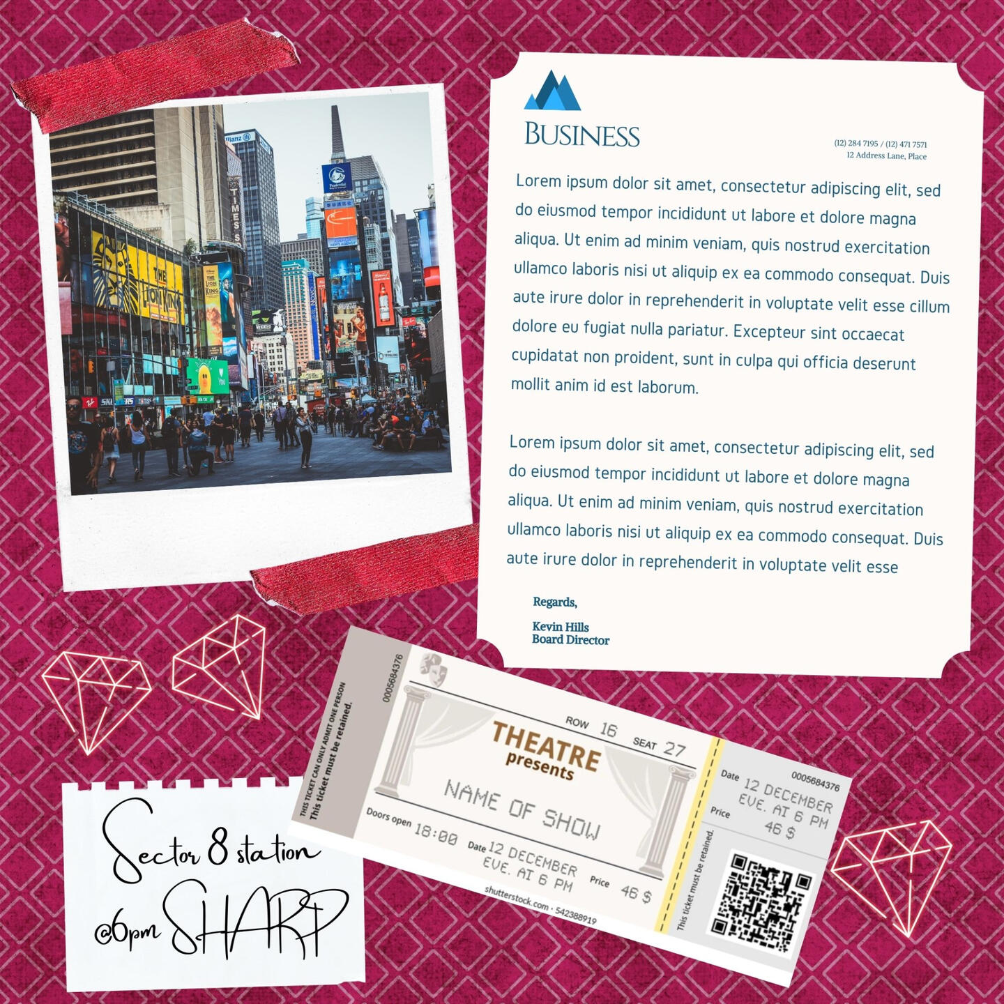 A sample page showing the style of a scrapbook to demonstrate the zine's visuals.